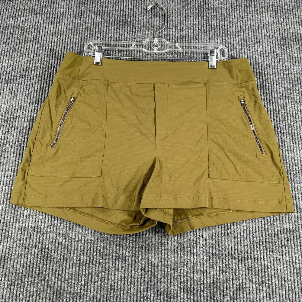 Athleta Trekkie North Mid Rise Shorts Womens Size 16 Green Zip Pockets 3.5"